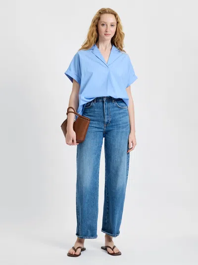 FRENCH CONNECTION POPLIN COLLAR SHORT SLEEVE PULLOVER