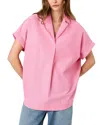 French Connection Poplin Collar Short Sleeve Pullover In Pink