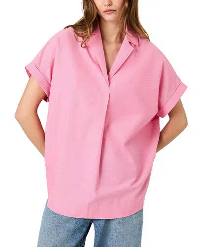 French Connection Poplin Collar Short Sleeve Pullover In Pink