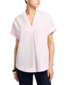 French Connection Poplin Collar Short Sleeve Pullover Top In Pink