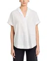 French Connection Poplin Collar Short Sleeve Pullover Top In White
