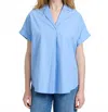 French Connection Poplin Collar Short Sleeve Pullover Top In Blue