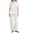 French Connection Poplin Collar Short Sleeve Pullover Top In White