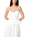 French Connection Poplin Strappy Peplum Top In Summer White