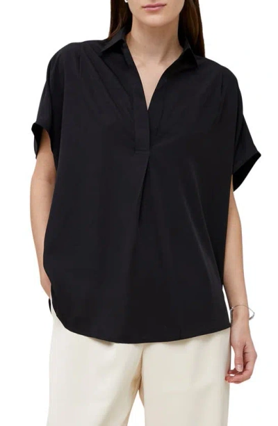 French Connection Popover Crepe Top In Blackout