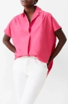 French Connection Popover Poplin Shirt In Raspberry Sorbet