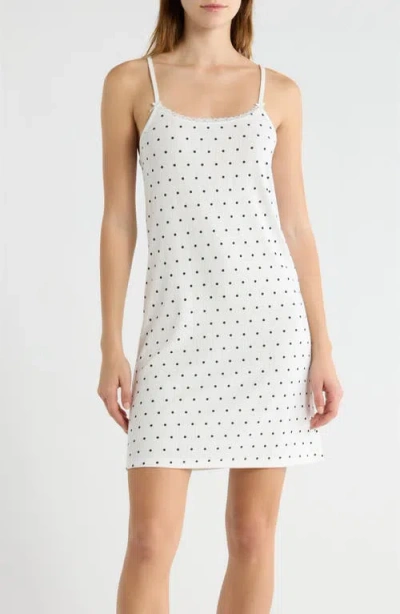 French Connection Print Pointelle Knit Chemise In White