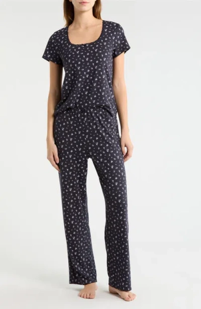 French Connection Print Pointelle Knit Pajamas In Blue