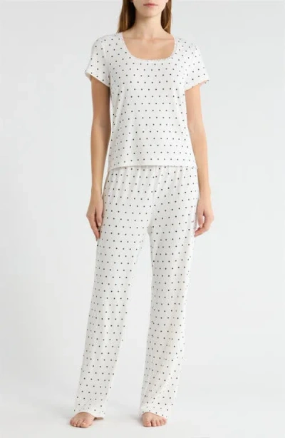 French Connection Print Pointelle Knit Pajamas In White