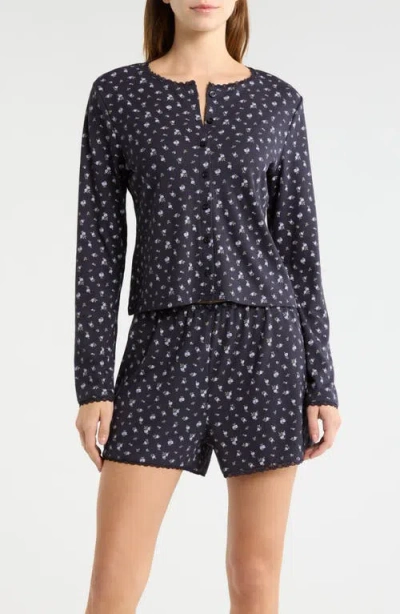 French Connection Print Pointelle Knit Short Pajamas In Blue