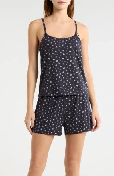 French Connection Print Pointelle Knit Short Pajamas In Blue