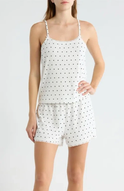 French Connection Print Pointelle Knit Short Pajamas In White