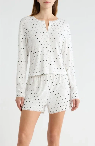 French Connection Print Pointelle Knit Short Pajamas In White