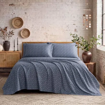 French Connection Printed Microfiber Sheet Set With Extra Pillowcases In Blue