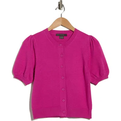French Connection Puff Sleeve Cardigan In Pink