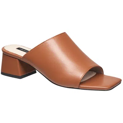 French Connection Pull-on Dinner Womens Solid Faux Leather Block Heels In Cognac