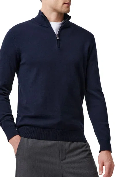 French Connection Quarter Zip Cotton Sweater In Blue