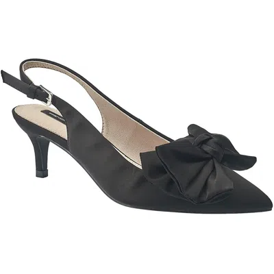 French Connection Quinn Bow Womens Bow Satin Slingback Heels In Black