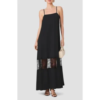 French Connection Quinn Crepe Lace Maxi Dress In Black