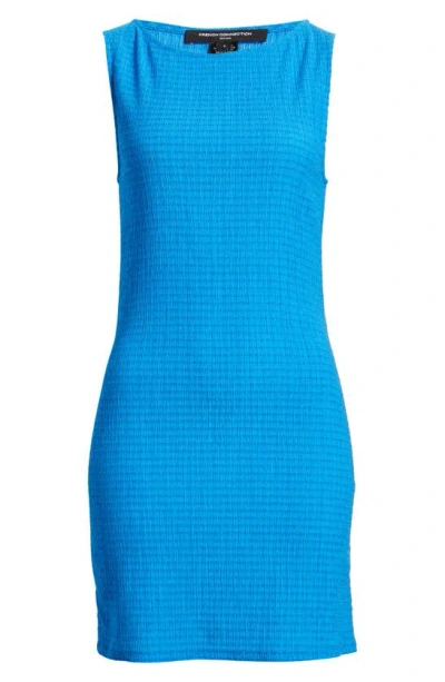 French Connection Rachael Textured Sleeveless Sheath Dress In Blue Sea Star