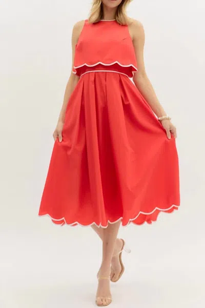 French Connection Raleigh Midi Dress In Red In Orange