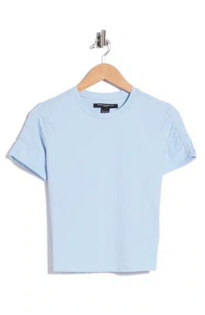 French Connection Rallie Ruched Sleeve Cotton T-shirt In Blue