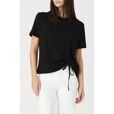 French Connection Rallie Ruched Tie T-shirt In Black