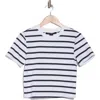 French Connection Rallie Cotton Stripe Short Sleeve T-shirt Stripe S White/marine In Summer White- Stripe