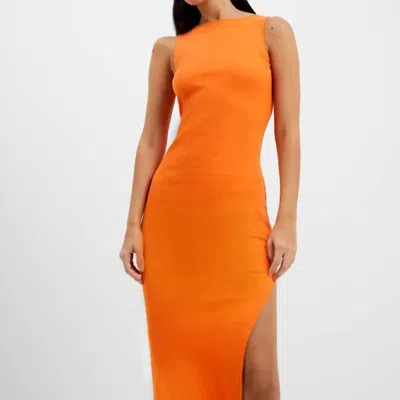 French Connection Rassia Organic Rib Slash Dress In Orange