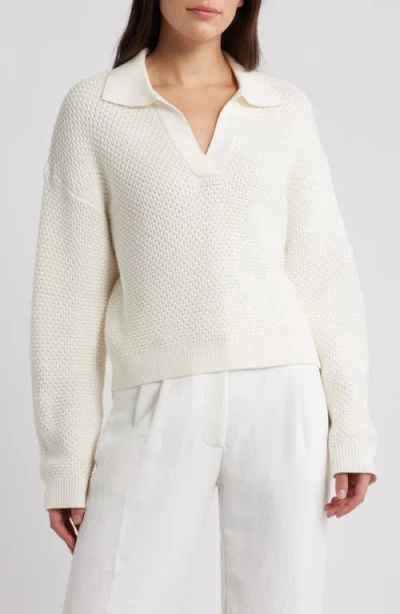 French Connection Remy Johnny Collar Sweater In White