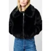French Connection Rena Faux Fur Crop Jacket In Black