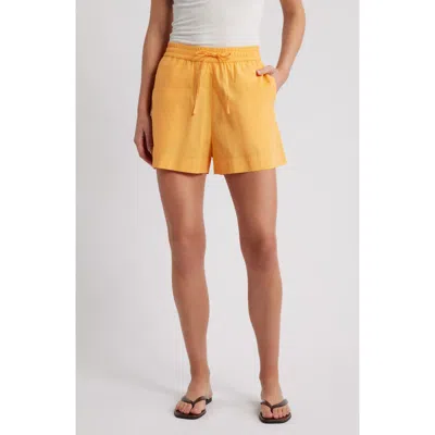 French Connection Rhodes Cotton Poplin Drawstring Shorts In Yellow