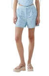 French Connection Rhodes Floral Lace Cotton Shorts In Blue