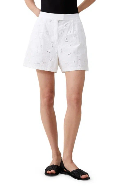 French Connection Rhodes Floral Lace Cotton Shorts In Linen White