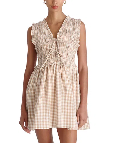 French Connection Rhodes Pop Gingham Smocked Dress In Neutral