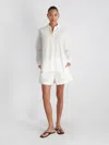 French Connection Alexis Diagonal Yoke Button Front Top In White