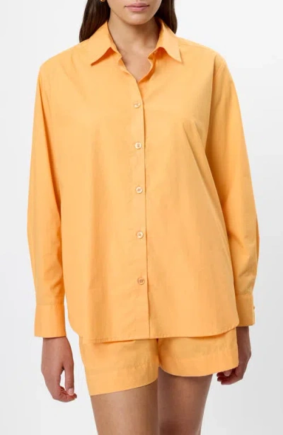 French Connection Rhodes Poplin Button-up Shirt In Orange