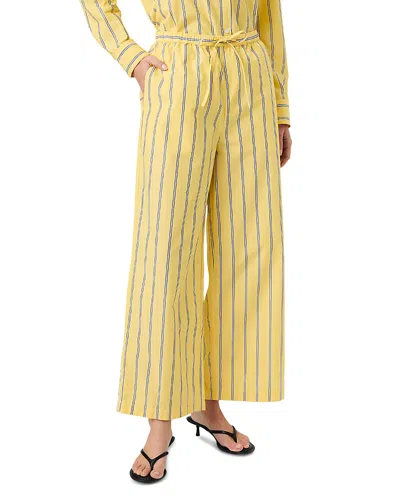 French Connection Rhodes Pop Nico Stripe Cotton Drawstring Pants In Yellow