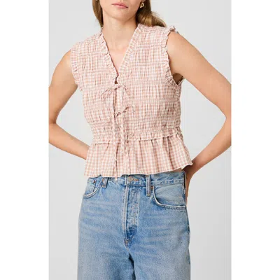 French Connection Rhodes Ruffle Smocked Peplum Cotton Poplin Top In Multi