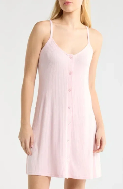 French Connection Rib Button Front Chemise In Pink