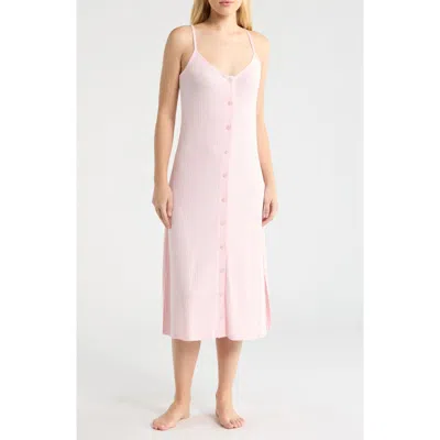 French Connection Rib Button Front Nightgown In Pink