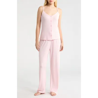 French Connection Rib Camisole & Pants Sleep Set In Pink