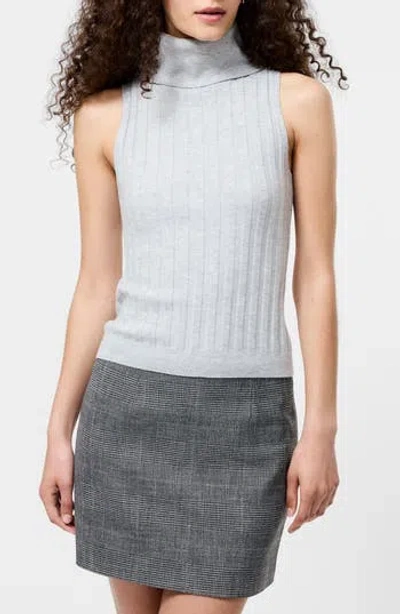 French Connection Rib Turtleneck Sleeveless Sweater In White