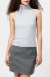 French Connection Rib Turtleneck Sleeveless Sweater In Gray