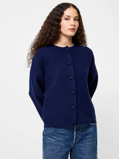 French Connection Riddley Knit Drop Shoulder Cardigan  Knitwear In Blue