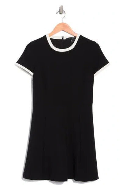 French Connection Ringer Trim Skater Minidress In Black