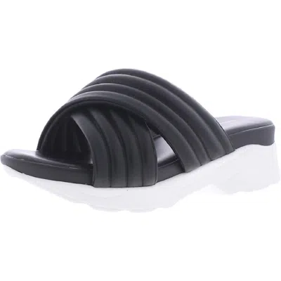 French Connection Rivers Womens Vegan Leather Slip On Platform Sandals In Black