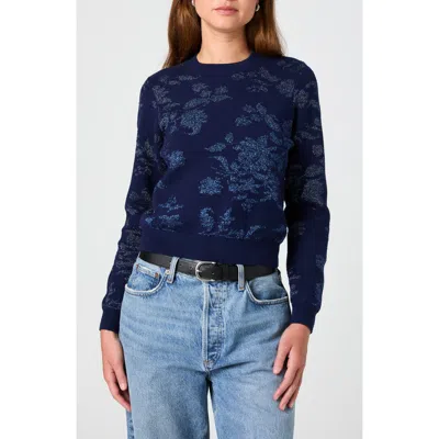 French Connection Rory Fleur Glitter Sweater In Blue