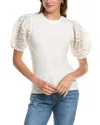 French Connection Rosana Agnes Puff Sleeve Top In White