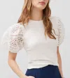 French Connection Rosana Agnes Puff Sleeve Top In White